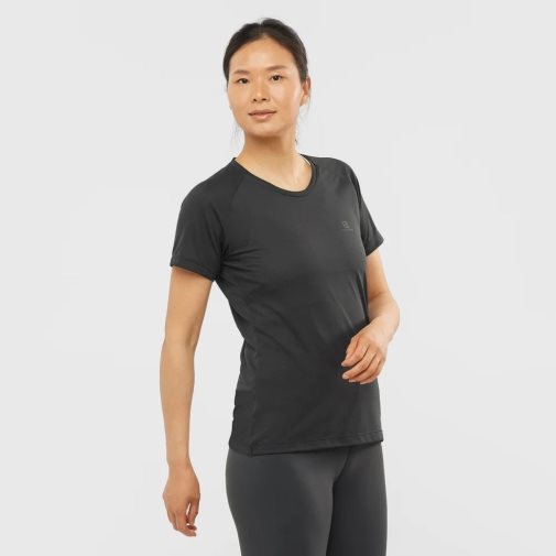 Black Salomon Cross Rebel Short Sleeve Women's T-Shirts | PH 78490O